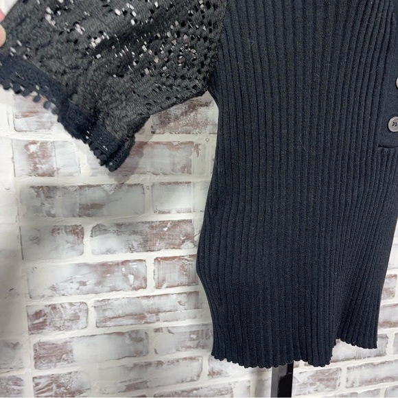 Anthropologie Black Embellished Buttoned Blouse - Picture 4 of 6